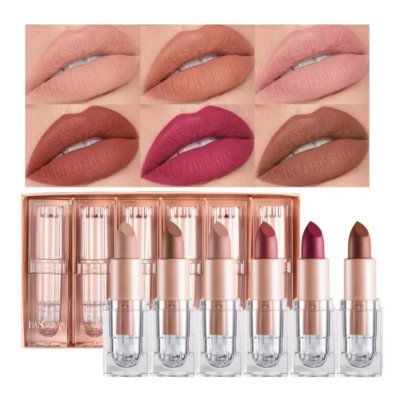 6Pcs/Box Velvet Matte Lipsticks Set Long Lasting Waterproof Sexy Red Nude Lip Stick Tint Pen Natural Makeup Beauty Cosmetic