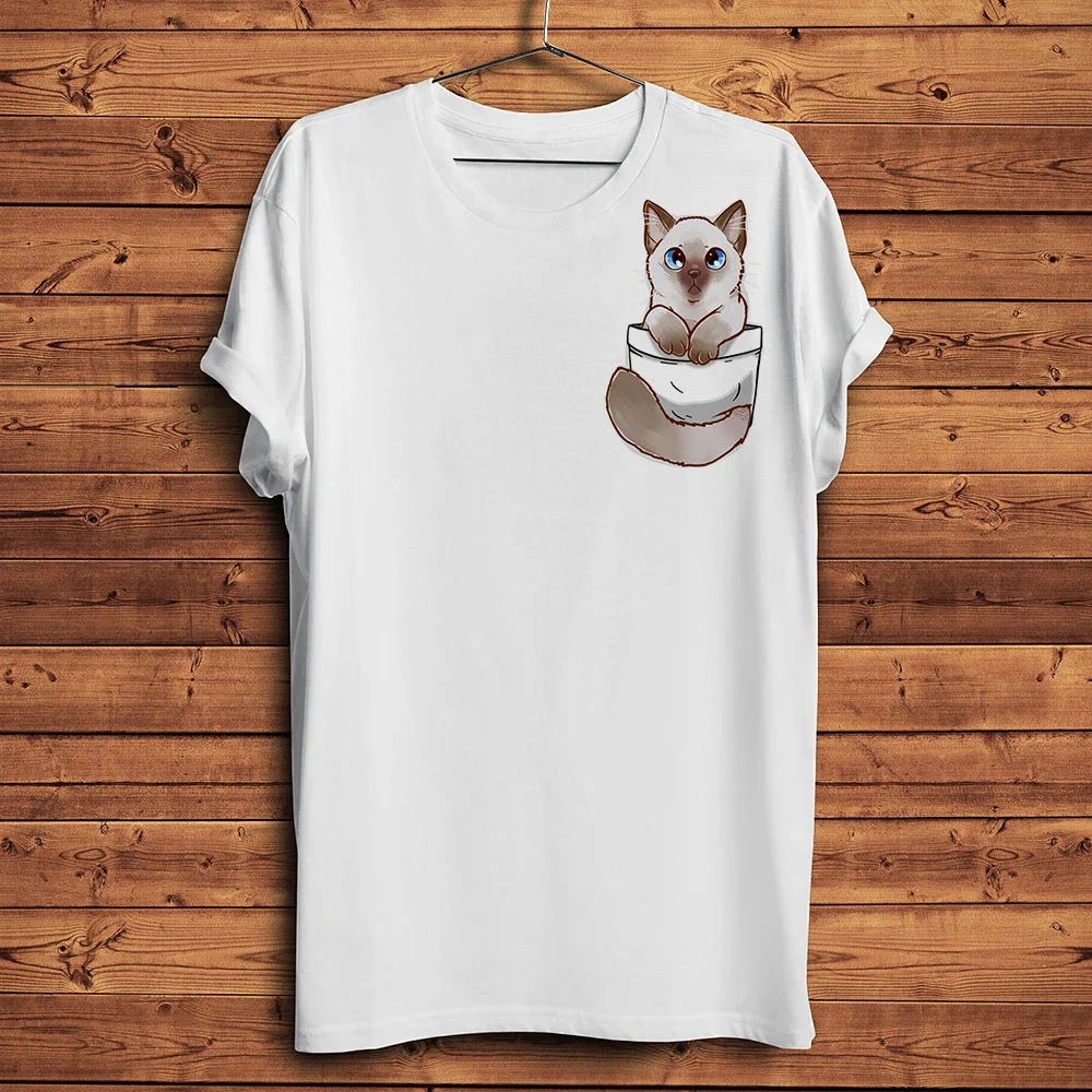 Cute Ragdoll British Blue Shorthair Cat in Pocket,Funny 3D T Shirt,Short Sleeve Casual Tshirt,Unisex Streetwear Tee Breathable