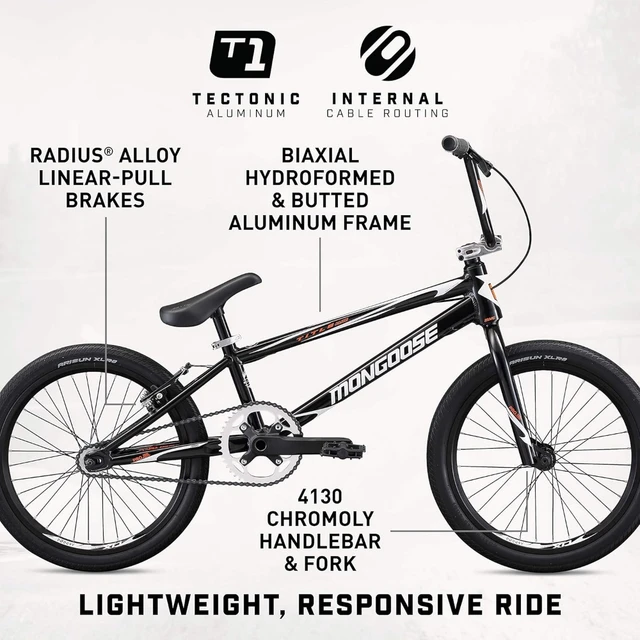 Mongoose Title Pro or Elite BMX Race Bike with 20 Inch Wheels Featuring Lightweight Tectonic T1 and Internal Cable Routing AliExpress