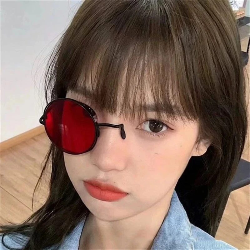 Anime Alastor Cosplay Glasses Unisex Red Monocular Eyeglass Retro Flat Mirror Eyewear Halloween Carnival Fashion Accessories