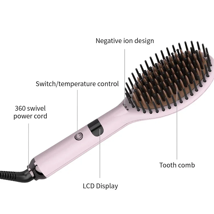 Private Label Flat Iron Hot Air Pick Electric Comb One Step Hair Dryer Brush Fast Hair Straightener Brush