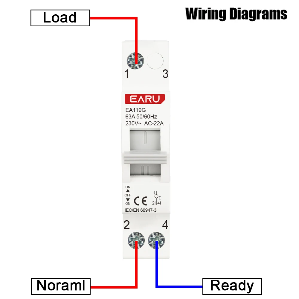 EARU 1P 2P 3P 4P 40A 63A DIN-Schienen-Modular-MTS-Dual-Power-Handumschalter AC-Trennschalter Leitungsschutzschalter – Detail 9