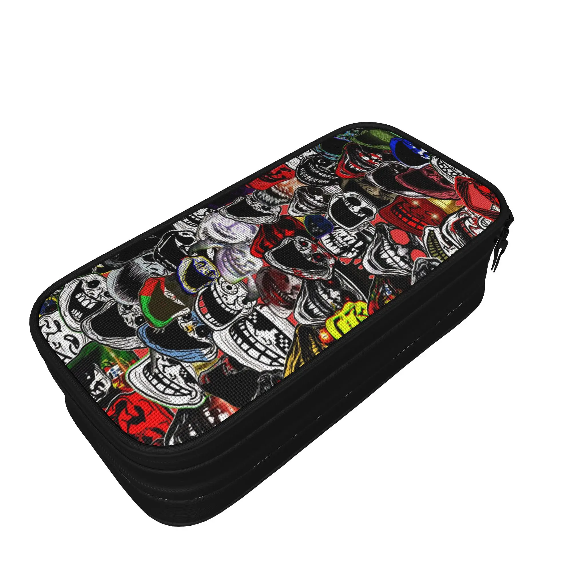 Lovely Troll Face Collage Meme Funny Pencil Case Trollge Humor Pencil Pouch Pen Holder Big Capacity Pencil Bags Gifts Stationery