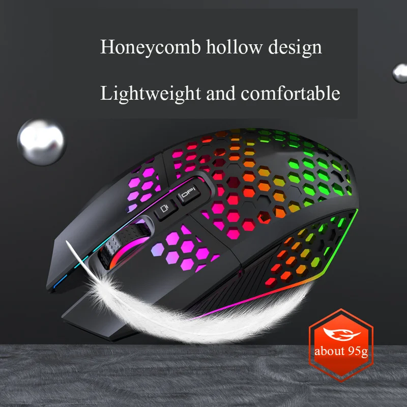 X801 Wireless Mouse 2.4G Gaming Chargeable Mute Mice Illuminated Mouse 3 adjustable 800-1200-1600DPI For PC Notebook Office