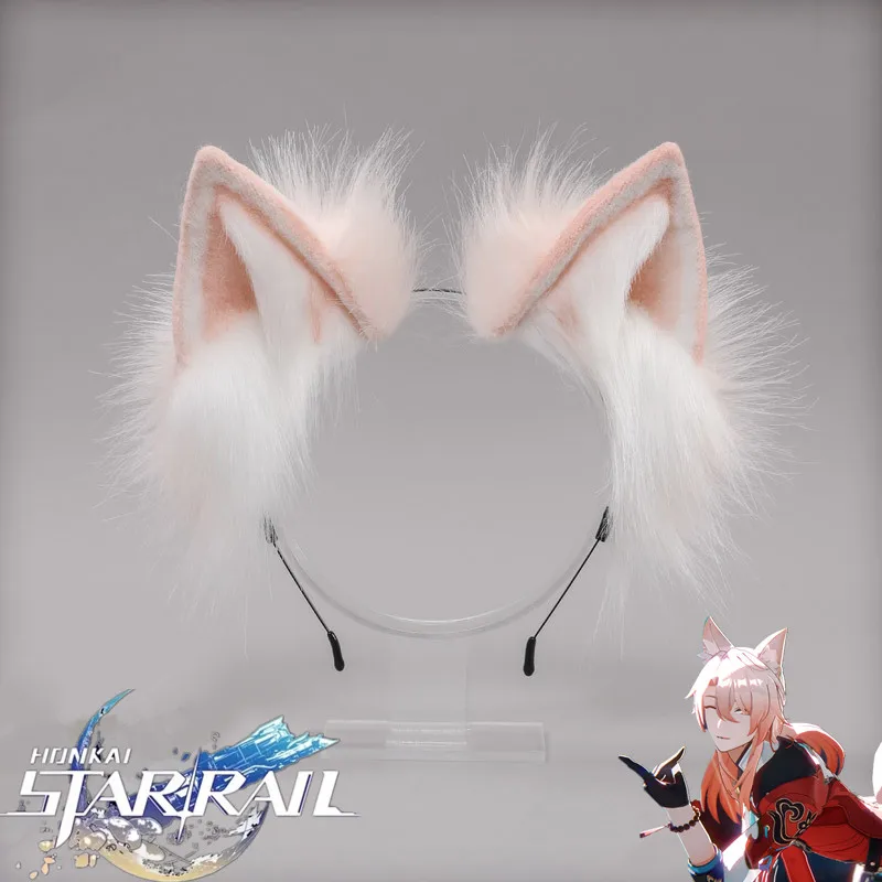 

Game Honkai: Star Rail Jiao Qiu Fox Ear Headband Cosplay Cute Hair Hoop Props Faux Fur Headdress Plush Headwear Accessories Xmas