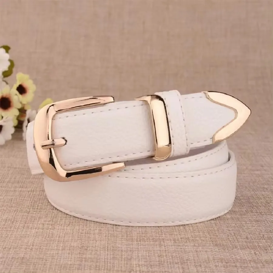 New Women\'s Pants Belt Leather Trendy White Belt Fashion High Quality Belt Solid Retro Needle Buckle Women\'s Strap LB2146-