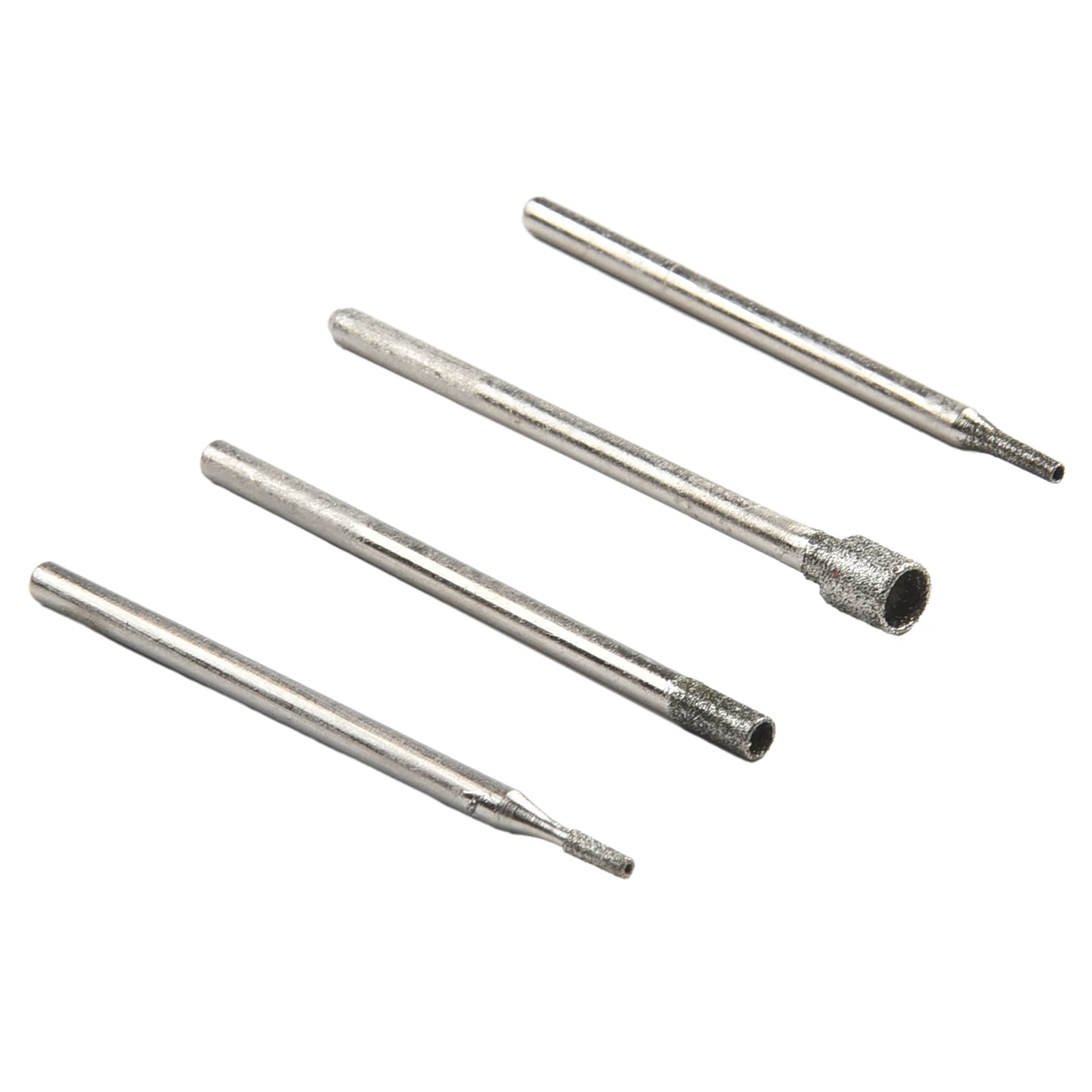 10 pçs diamante rebarba núcleo bits cabeça de moagem 0.8-5mm ferramenta rotativa 2.35mm haste moagem telha de vidro moedor elétrico acessórios