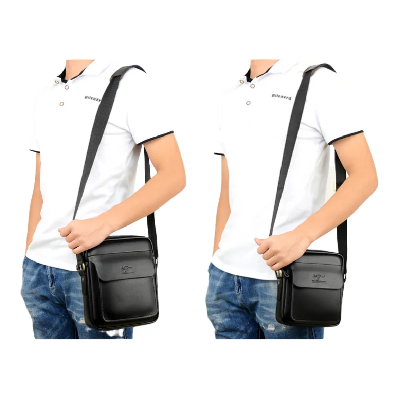 Imagem -05 - Bolsa de Ombro de Couro pu para Homens Bolsas Transversais Masculinas Maleta Mensageiro Aba para Ipad Casual