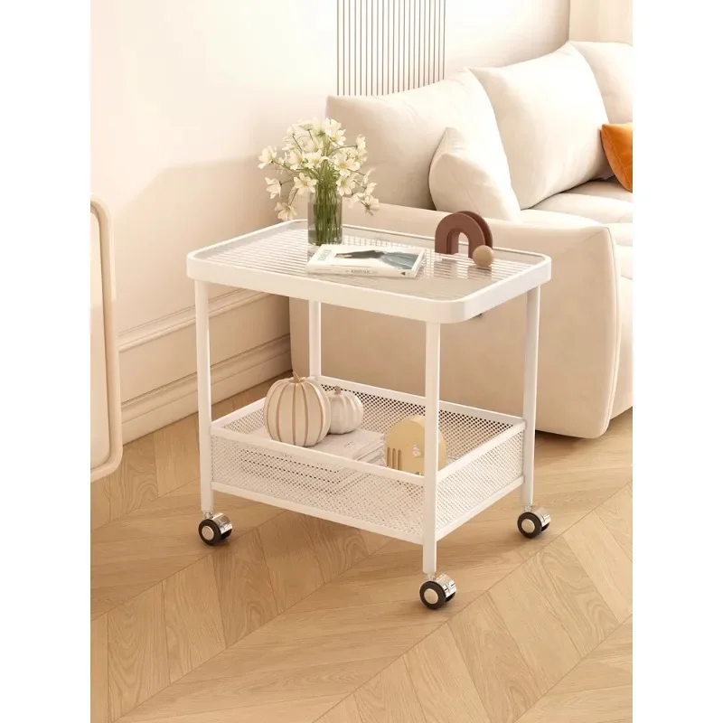 Cream Style Bedside Manicure Salon Trolley Drawing Room Cosmetic Sofa Side Salon Trolley Carrito Auxiliar Beauty Furniture HYST