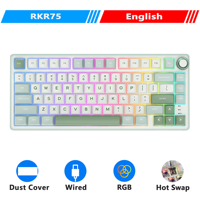 RK R75 Royal Kludge Gasket Wired Brazilian Gamer Keyboard Mechanical Keyboard Hot-swappable 80 Keys RGB Backlit MDA PBT Keycaps