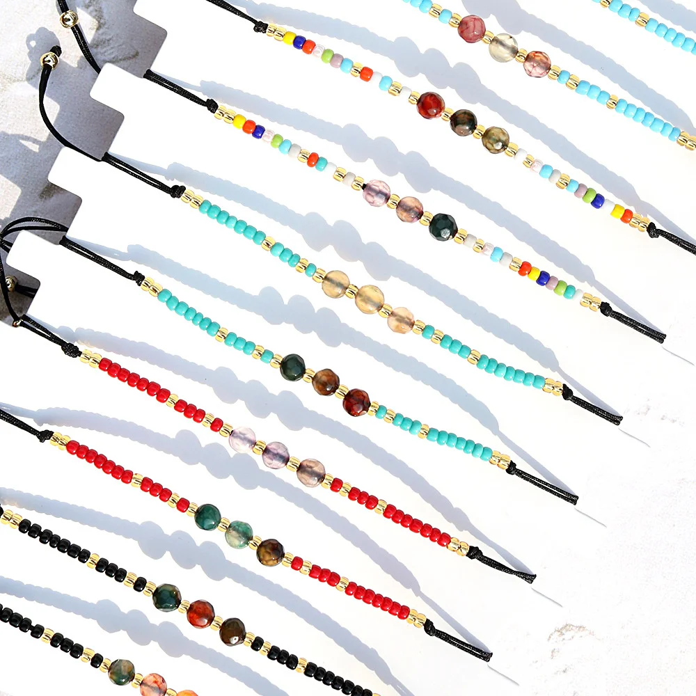12pcs Natural Stone Bead Braided Bracelet Set For Women Girls Jewelry Gifts
