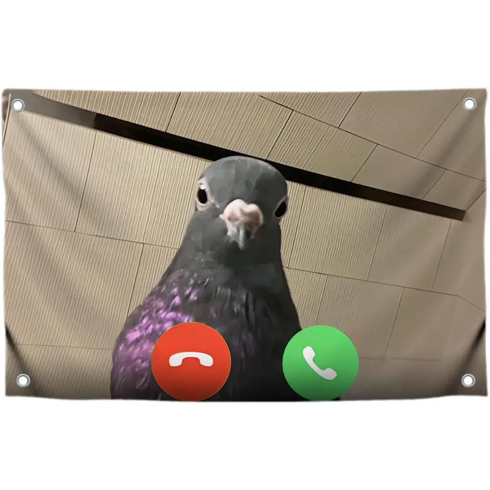 2D Flat Meme Flag Funny Pigeon Single Sided Polyester Banner Dorm Bedroom Wall Decor