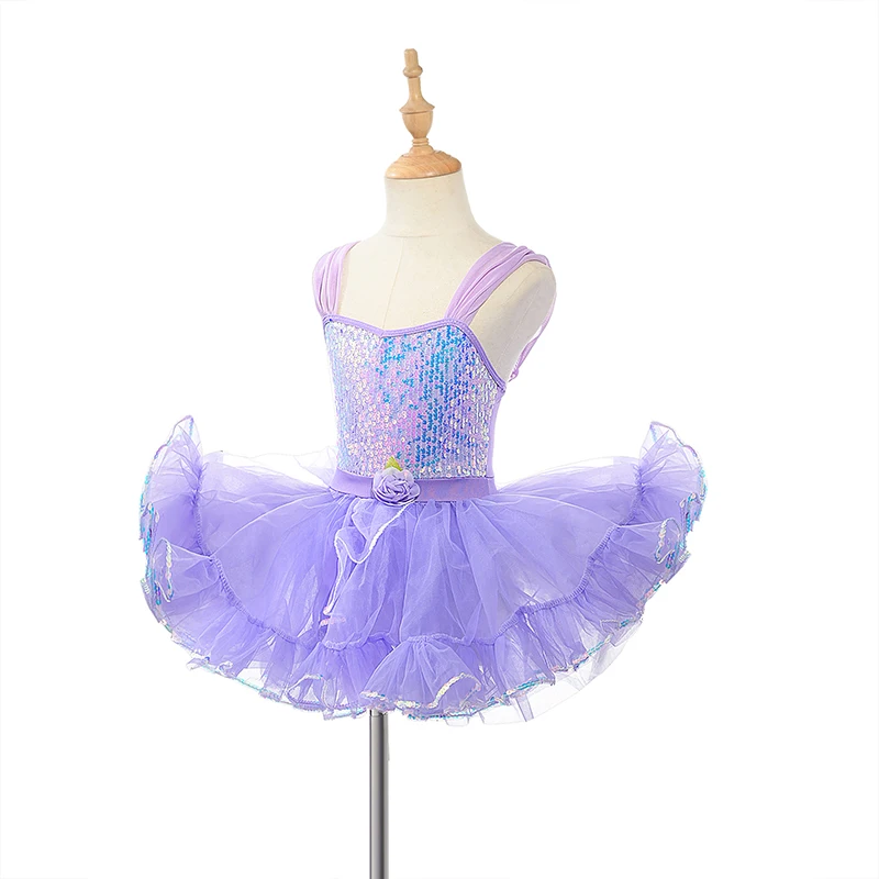 Children Ballet Dress Purple Pink Girls Kids Sequined Princess Dress Ballet Tutu Swan Dance Performance Costume Tutu Skirts