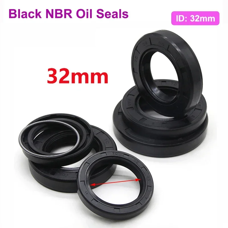 NBR Oil Seals ID 32mm TC-32*42/43/44/45/48/50/52/55/58/60/62/65/72*5/7/8/10/12mm Nitrile Rubber Shaft Double Lip Gasket