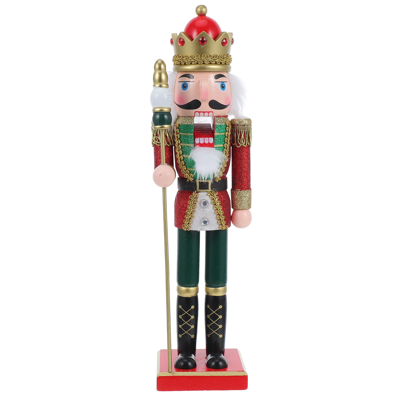 

Wooden King Nutcracker Classic Handcarved Soldier Statue Christmas Holiday Festive Tabletop Decor Wood Nutcracker Figure