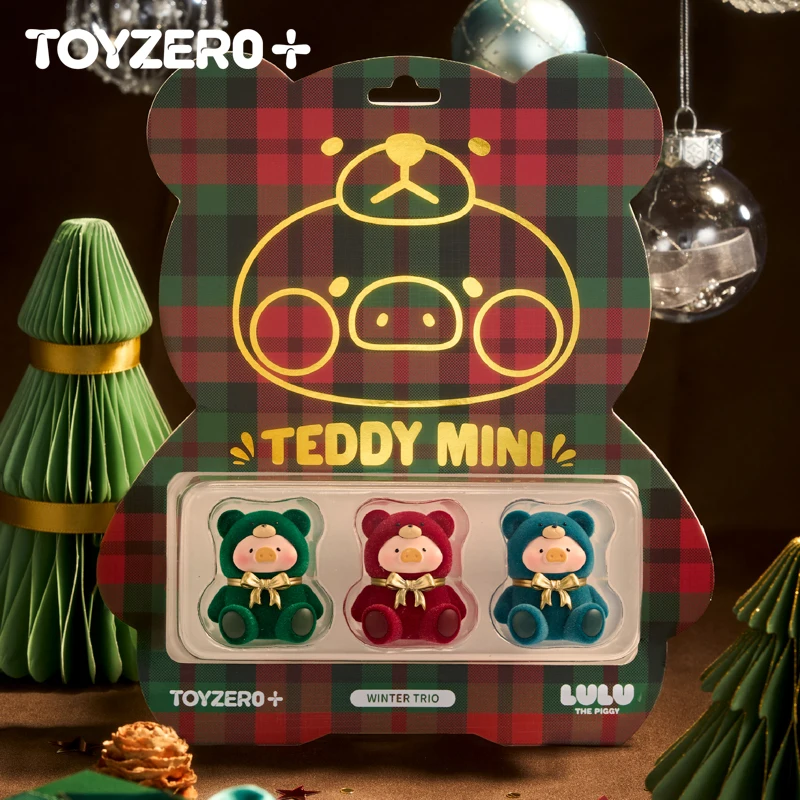 

Kawaii Lulu The Piggy Lulu Teddy Mini Winter Trio Series Hanging Card Limited Edition Cute Grain Toys Desktop Ornament Xmas Gift