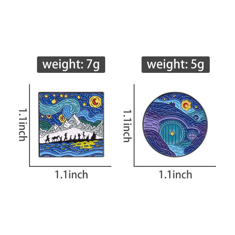 Oil Painting Brooch Enamel Pin Custom Fantasy Adventure Movie Inspiration Art Starry Sky Brooch Lapel Badges Jewelry Accessories