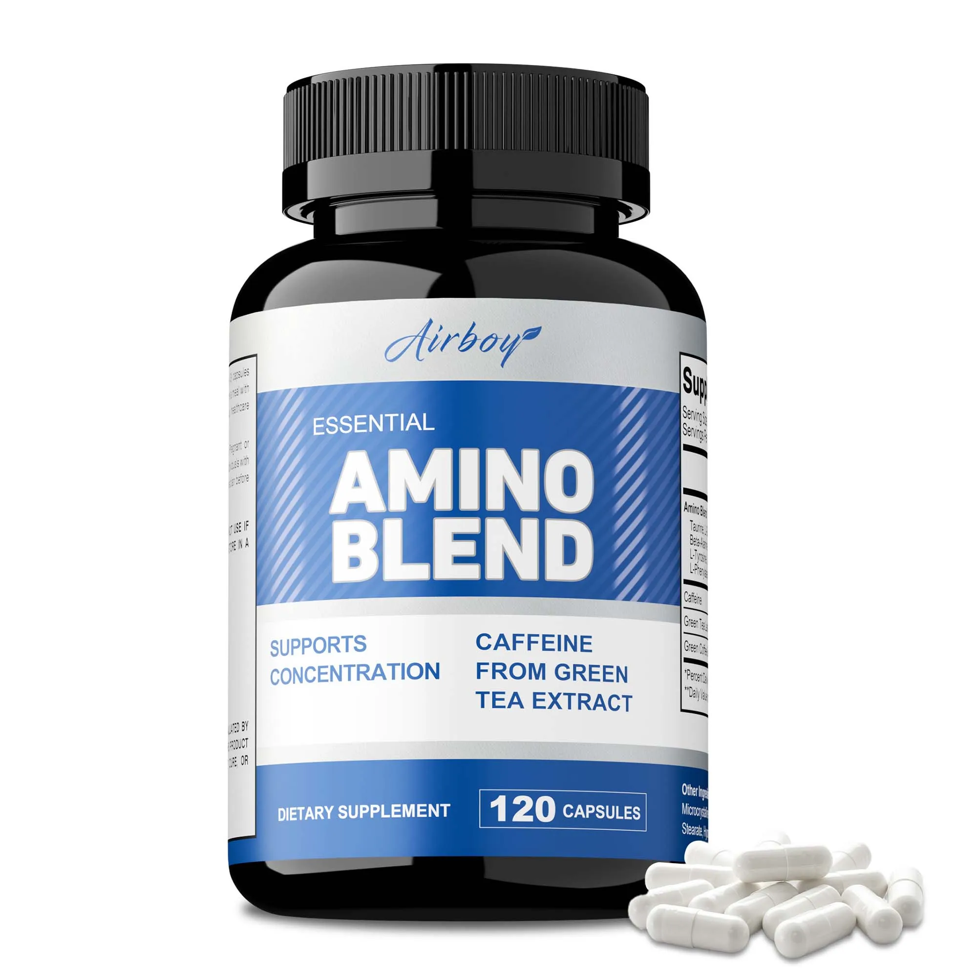 

Amino Acid Capsules - Boost Energy Levels, Promote Protein Synthesis,Focus and Improve Athletic Performance - Contains Green Tea
