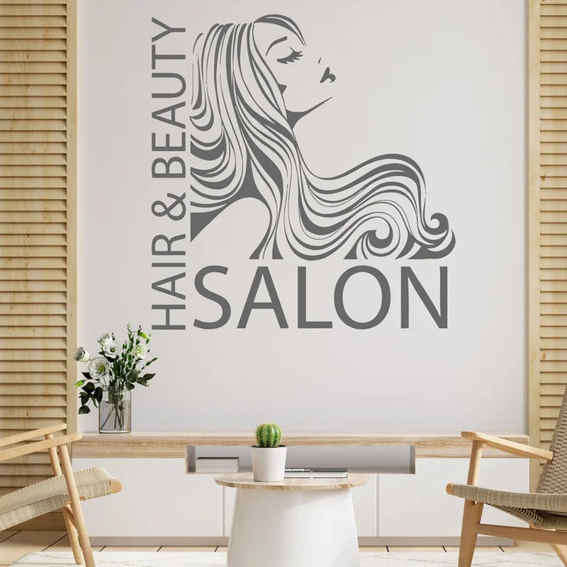 Hair&Beauty Salon Hairstylists Hairdresser Wall Decal Vinyl Hair Salon Wall Sticker Art Decoration Poster Removable Murals BS06