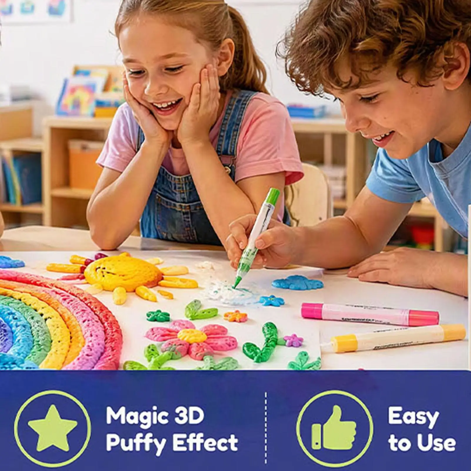 Bubble Pen Set 3D Colorful Handmade Heat Activated Painting Markers Bubble Drawing Pen For DIY Crafts Cards Kids Christmas