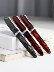 Majohn V60 Transparent Red Triangular Piston Resin Fountain Pen Ink Writing Pen School Office Business Stationery Supplies Gift