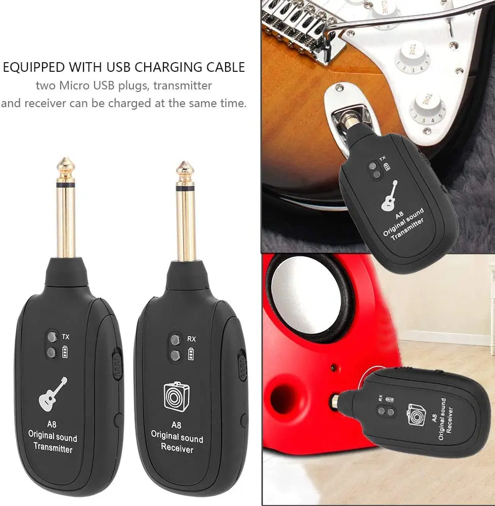 Miwayer A8 Wireless Guitar System Built in 4 Channels Wireless Guitar Transmitter Receiver for Electric Guitar Bass Violin view 4
