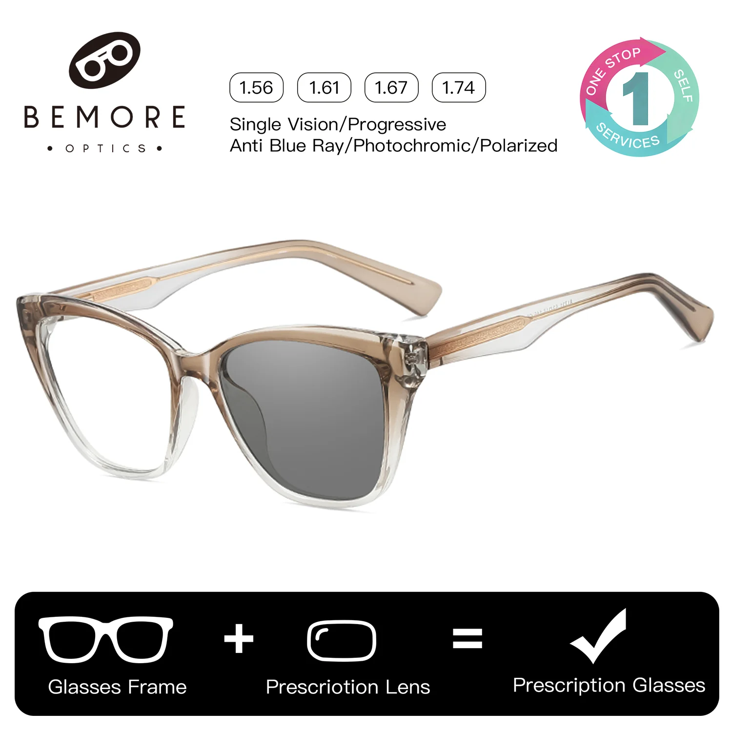 

Очки BEMORE Classic Square Progressive для женщин, мультифокальные, в форме бабочки, с защитой от синего света, оптические, по рецепту