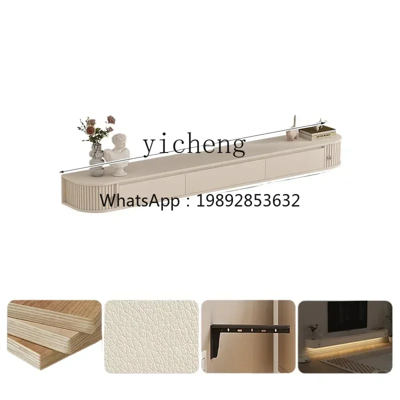 

X5-7 Cream Wind Hanging Cabinet Wall Cabinet Living Room Household Hanging TV Cabinet Shielding Socket