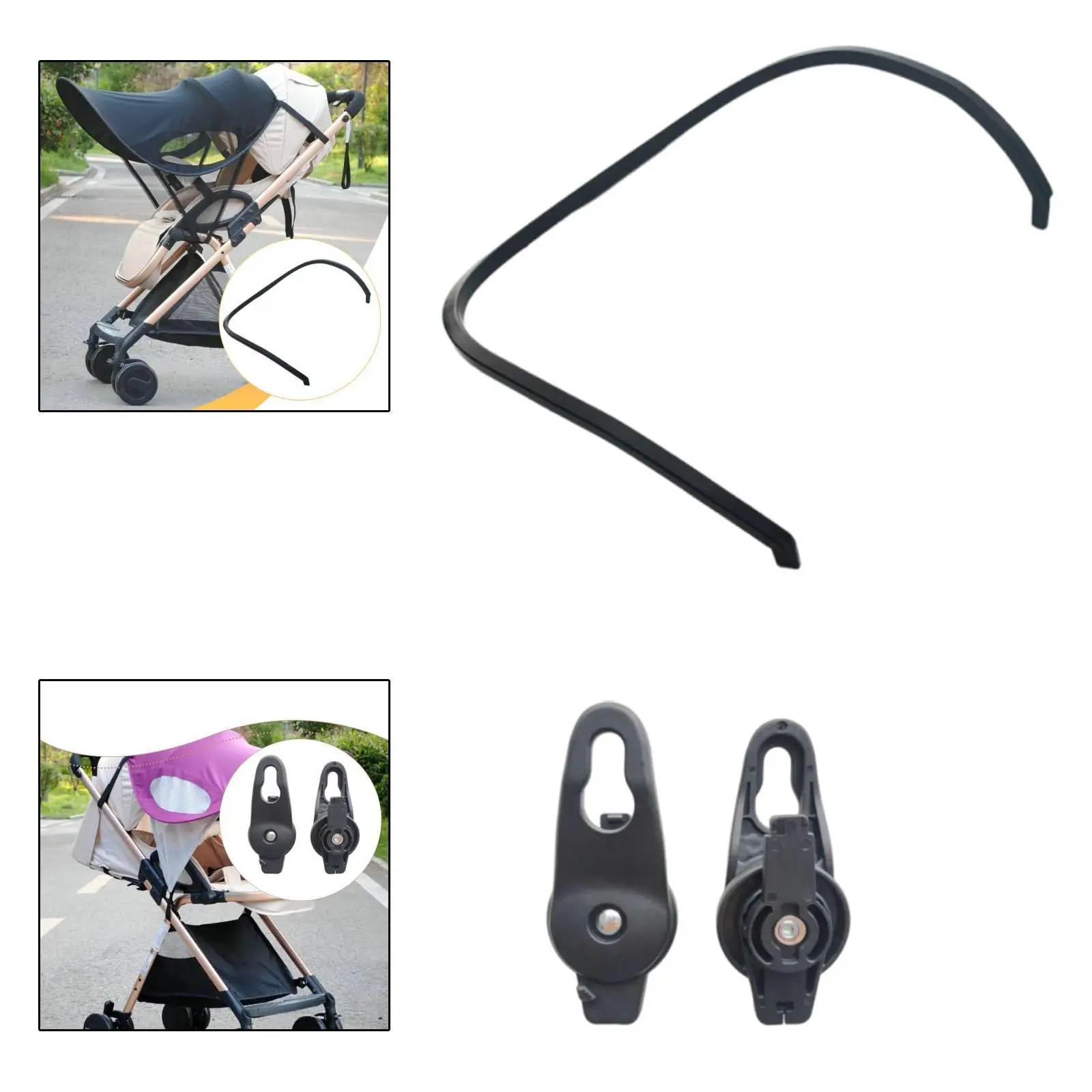 Stroller Awning Rod Accessories Professional High Performance Attachment Replace Parts Easy to Install Practical Sturdy Black
