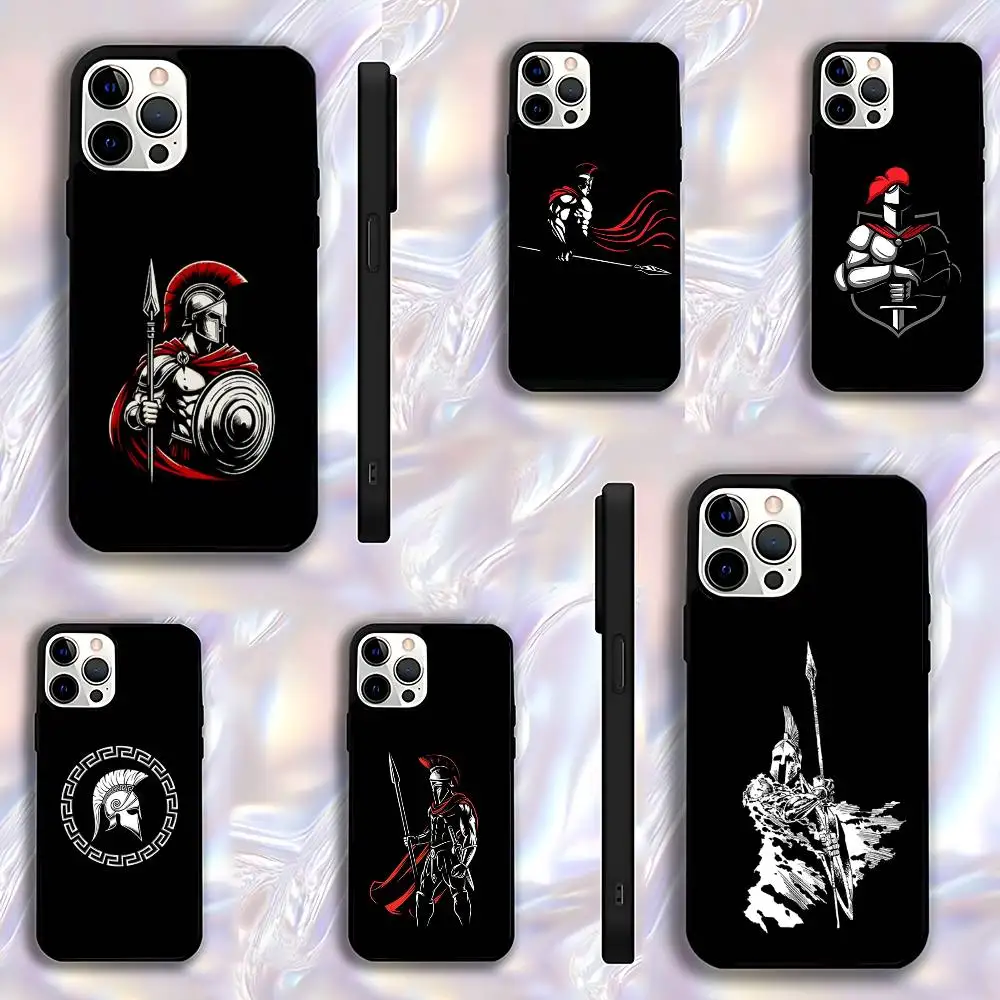 Cool Spartan Phone Case para iPhone 17,16,15,14,13,12,11,Pro,Max,Plus,E,Air,Mini cubierta protectora negra