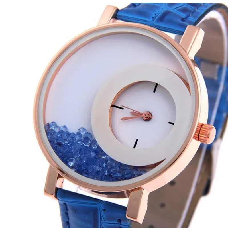 Casual Fashion Ladies Watches Broken Diamond Large Dial Students Watch Versatile Women's Quartz Wristwatches Leather Strap Reloj