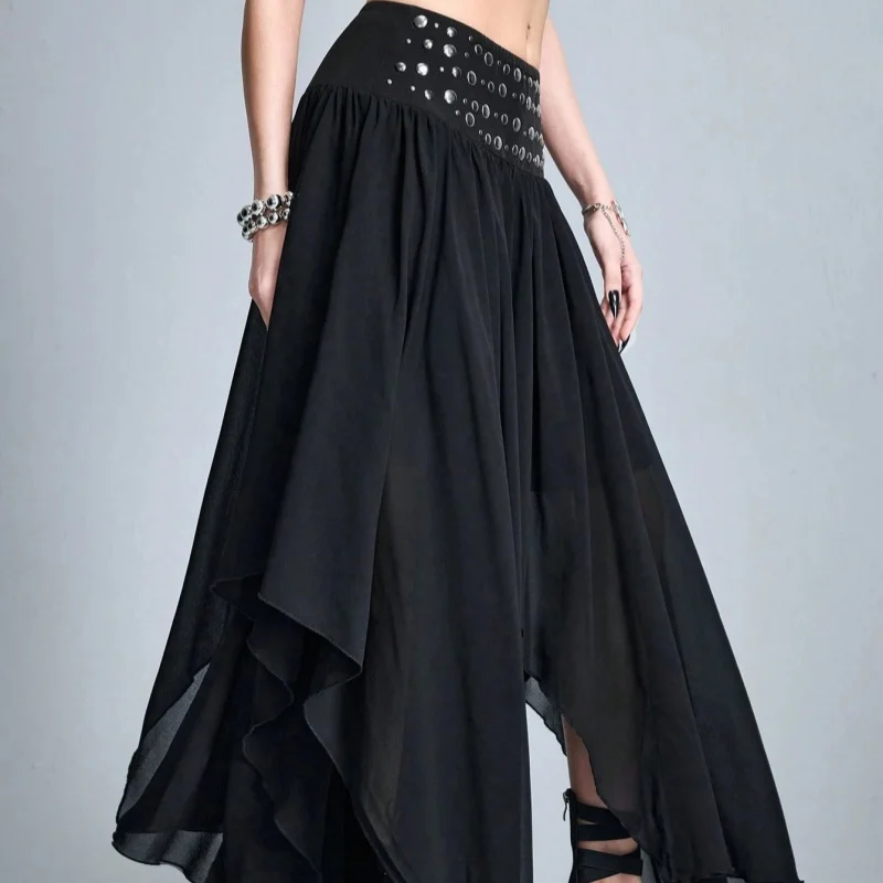 Cross border European and American Half length Skirt Vacation Style Beach Versatile Look Thin A-line Medium length Skirt