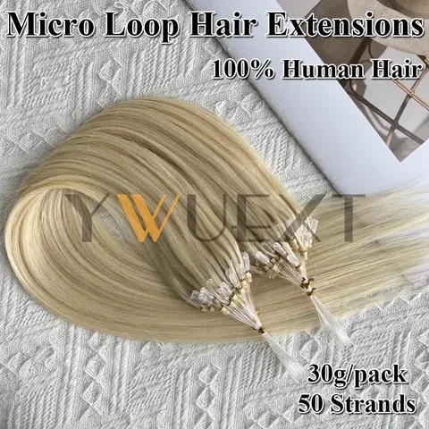 Estensioni dei capelli umani con micro anello ad anello 12 "-20" Capelli naturali con collegamento biondo marrone nero 50 pezzi Estensioni micro perline 30 g per le donne