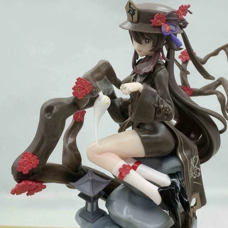 23cm Genshin Impact Anime Figures Hu Tao Pvc Model Cute Girl Sitting Action Figure Ornaments Collection Desktop Display Gift Toy