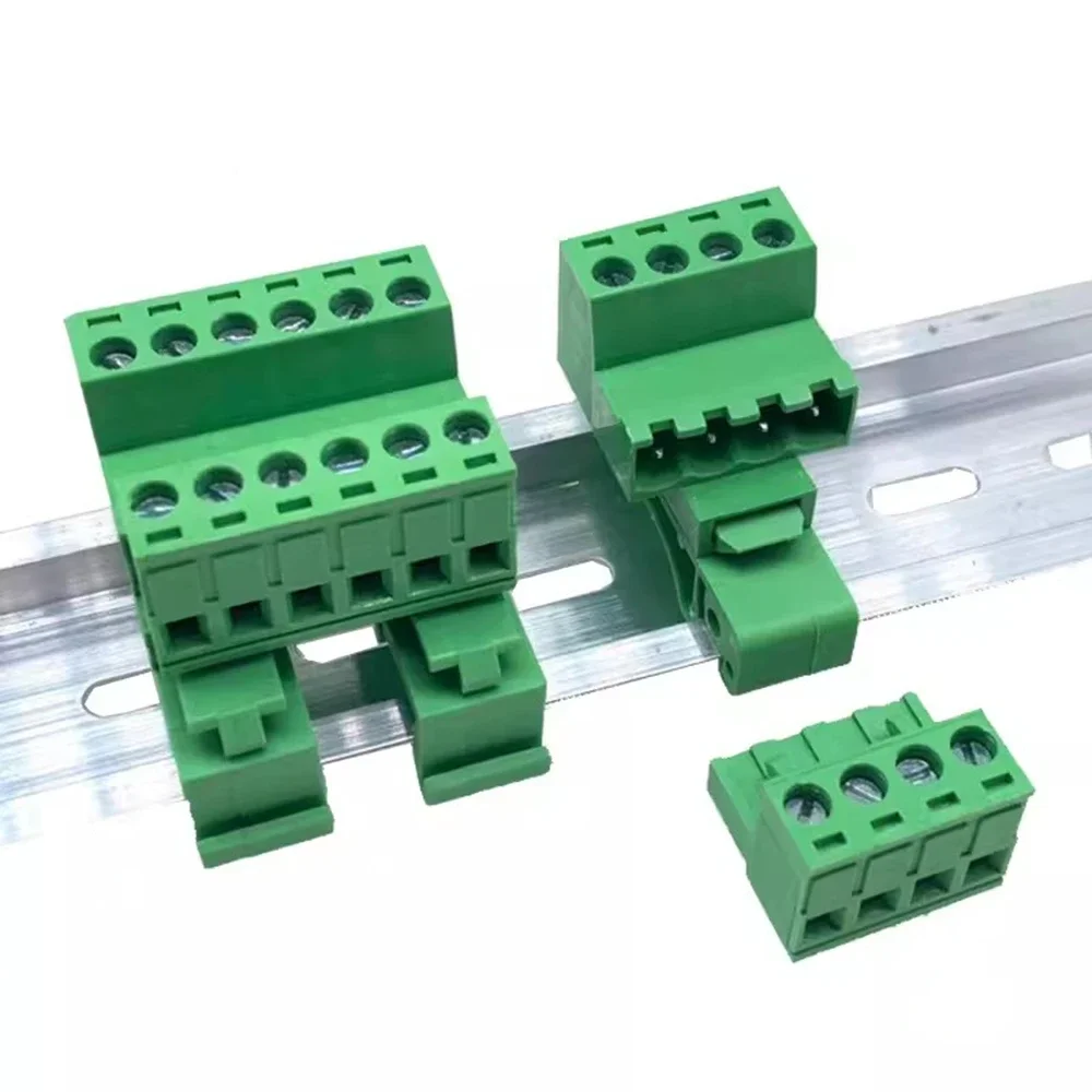 1Set 5.08mm Pitch Rail Terminal Block - 2EDG-UKR Series, 2-20Pin Screw Plug-in Terminal Blocks, DIN Rail Mounting Connector for
