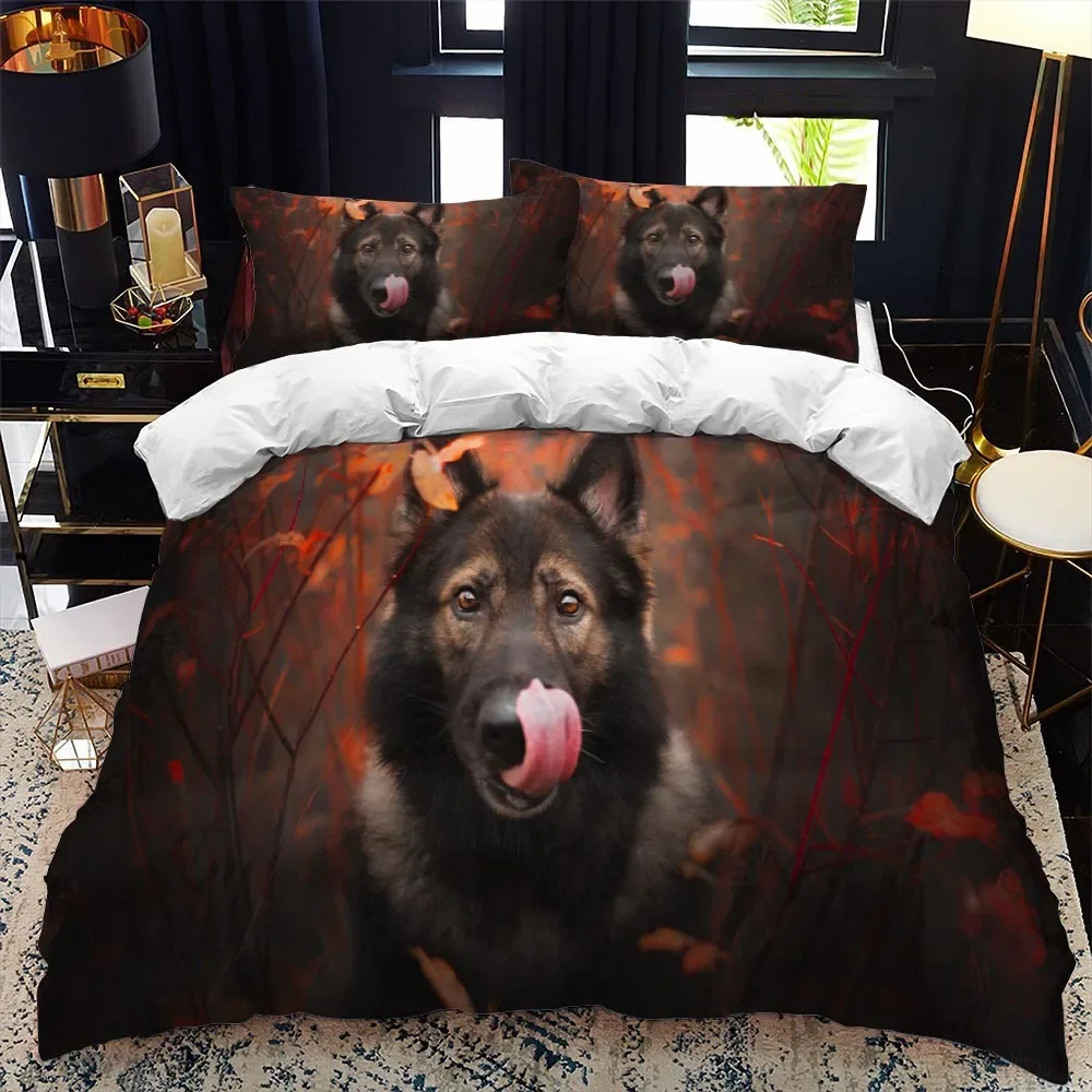 German Shepherd Duvet Cover Set Set King/Queen Size Purebred Hound Animal Bedding Set Kids Cute Dog Puppy Polyester Quilt Cover