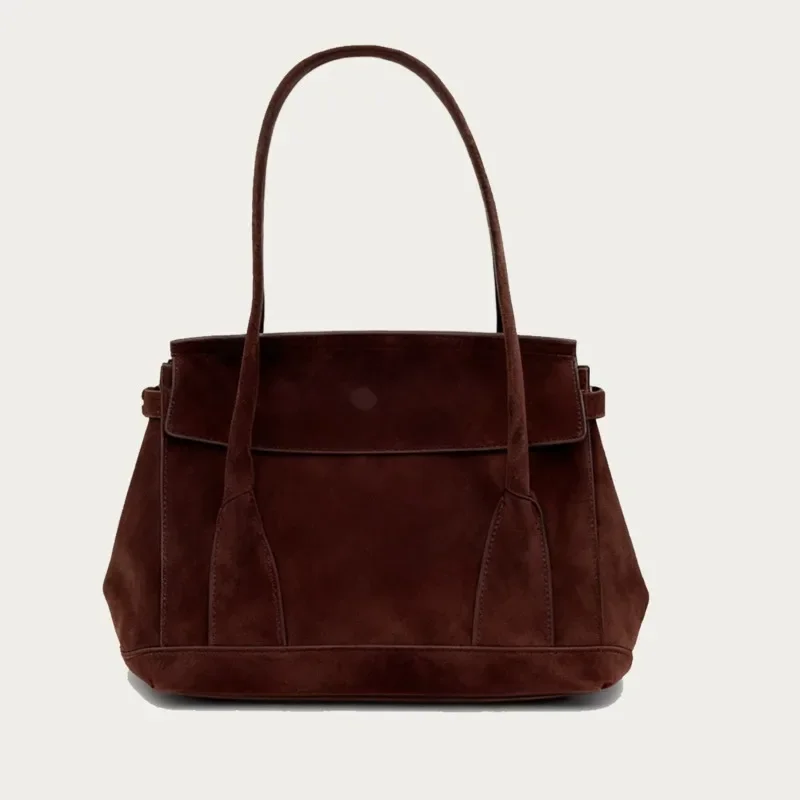 

Новинка 2026, зимняя просторная сумка-трапеция, европейско-американский стиль, матовая замшевая кожаная женская сумка, роскошная сумка на плечо подмышками