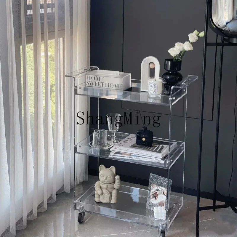 

FG removable cart rack transparent acrylic multi-layer simple storage living room sofa storage cabinet
