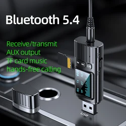 BluetoothトランスミッターとUSBレシーバー,AUXオーディオ出力,TFカード,ロスレスワイヤレス変換,mp3音楽再生,通話,ハンズフリー,5.4