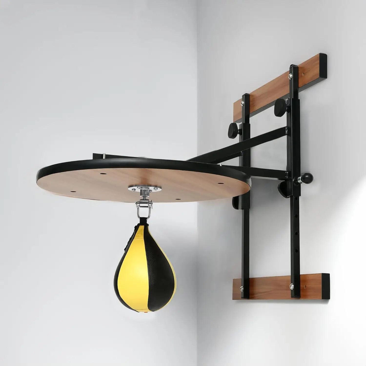 

Speed Bag Platform Kit, Speed Bag Mount with Speed Punching Bag, Adjustable Height Wood Platform, Black Speedbag Ball, Swivel Sp