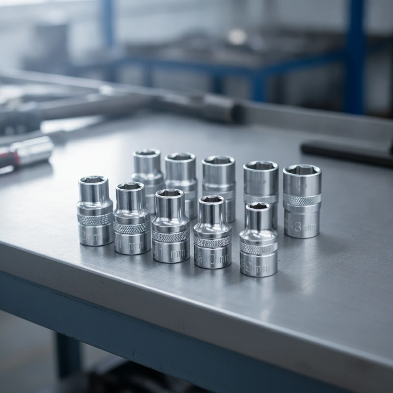 10 Pieces Metric Sockets Knurled Hex Sockets Hardware Polished Long-Lasting for Mechanics, Workshop, Garage