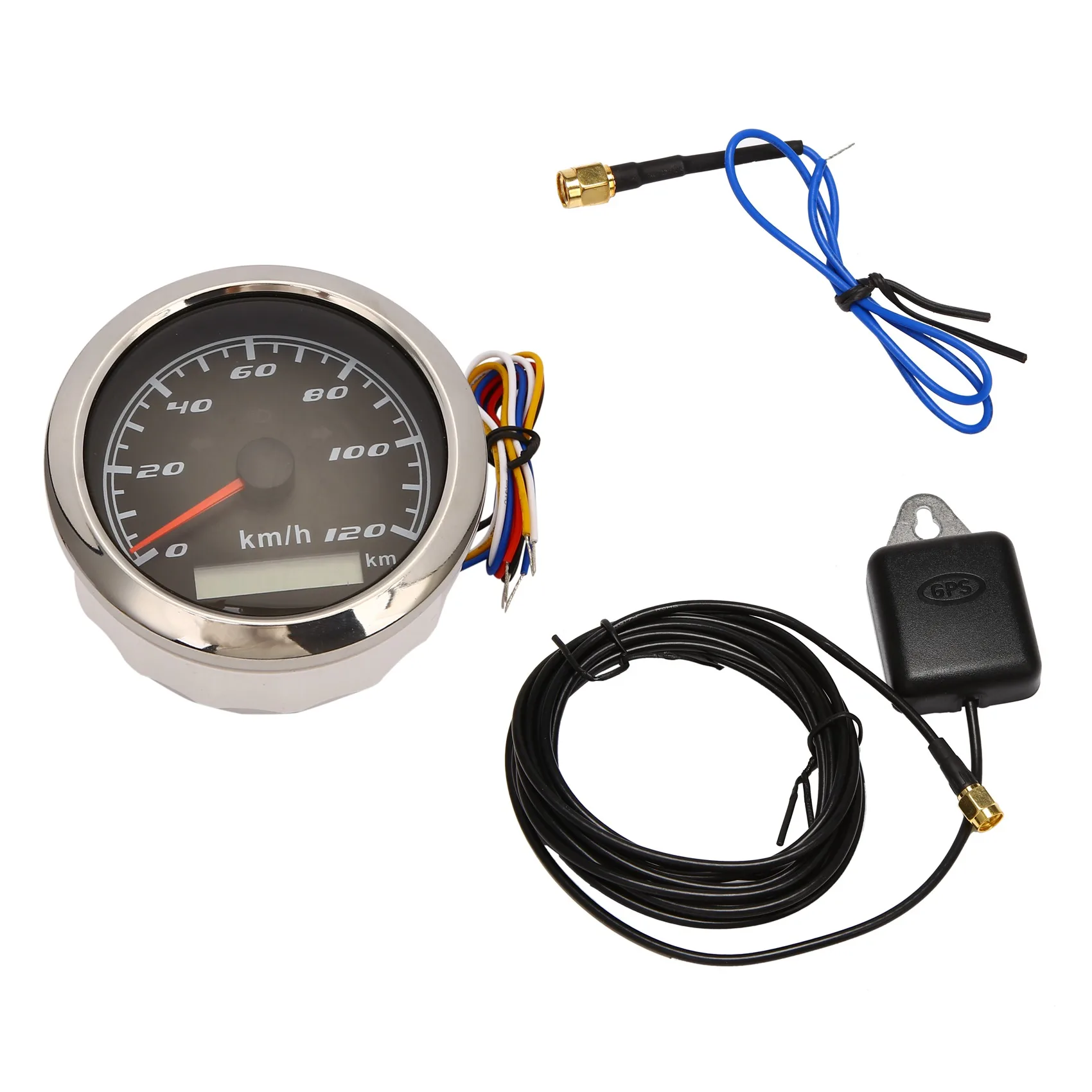 

85mm GPS Marine Tachometer 120 KM/H Speedometer 12V / 24V with Red Backlight Odometer for Cars Motorcycles and