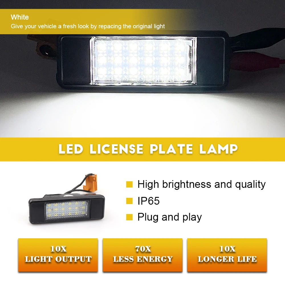 2 قطعة أضواء لوحة الترخيص الخلفية LED Canbus لا خطأ 18SMD ل 106 ثلاثية الأبعاد/5D HATCHBACK تجميل 1007 ثلاثية الأبعاد 207 3D/5D #3