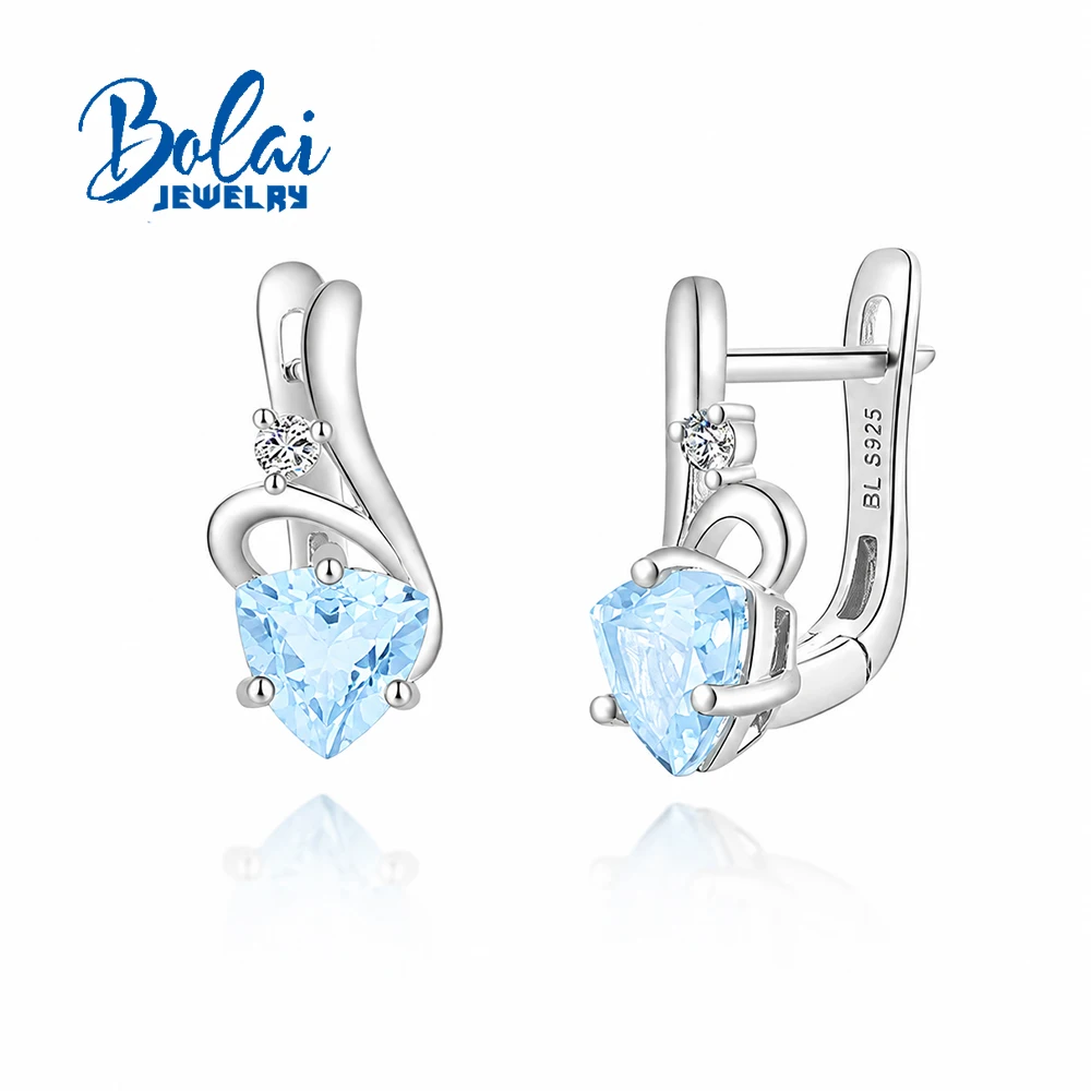 Natural Sky Blue Topaz Stud Earrings 925 Sterling Silver Fine Jewelry For Ladies Perfect Anniversary Or Birthday Gift