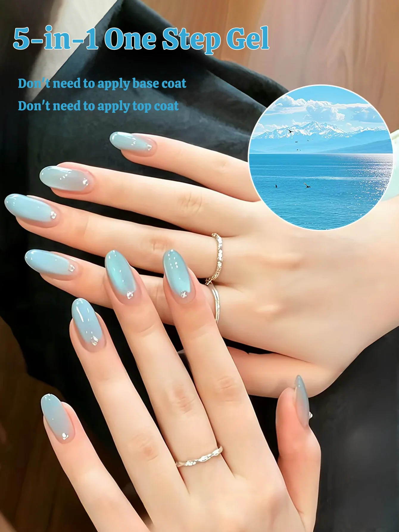 1PCS WS Summer Nails 5-in-1 Gel Whitening High-end Ice Transparent Blue Cat's Eye Gel Nail Polish No Need Base Coat Top Coat
