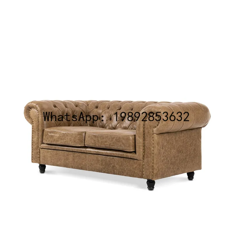 Hys rustic-chic minimalist sofa for small living rooms - modern retro button-tufted three-seater