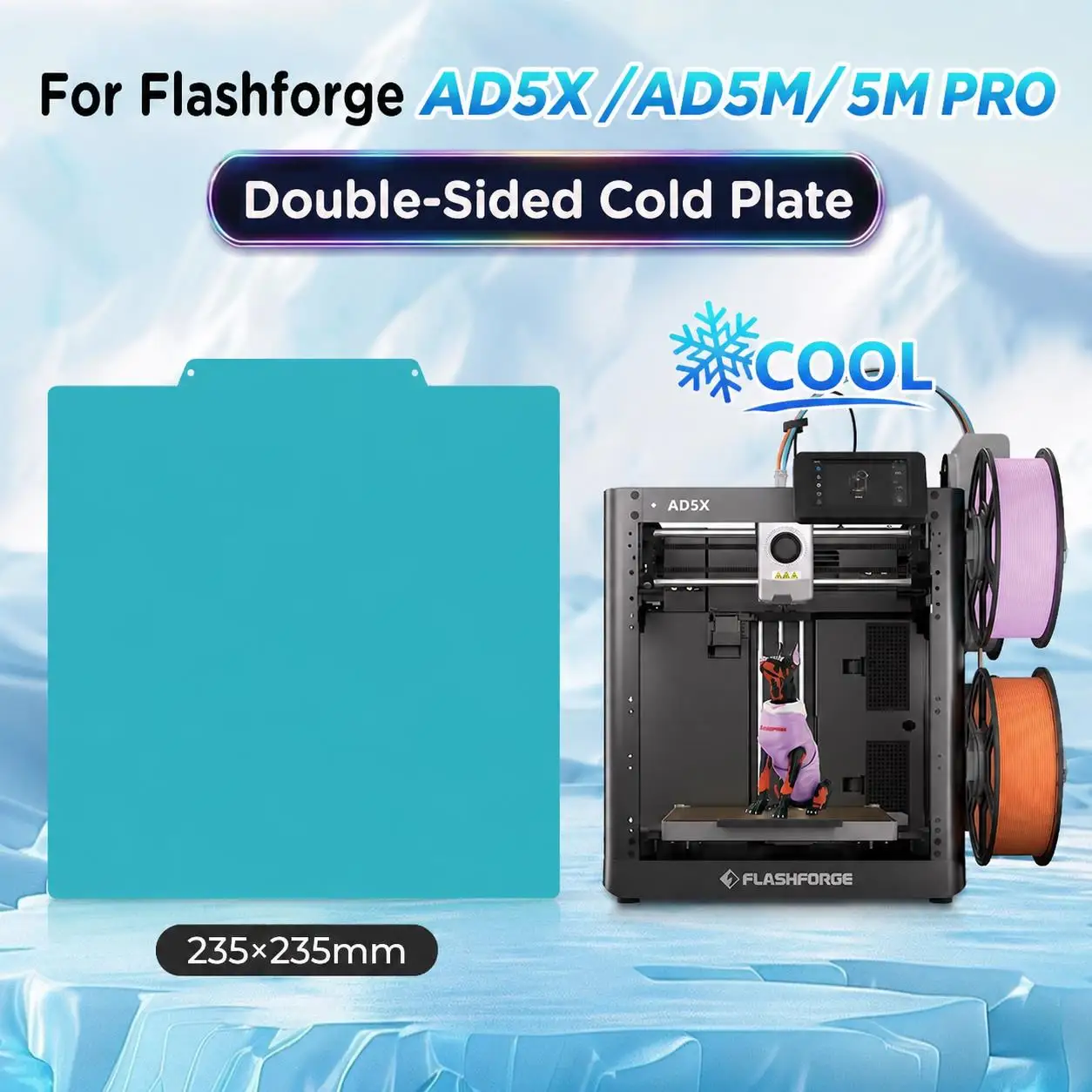 Magnetic Cold Plate For Flashforge AD5X/AD5M/5M PRO 235x235mm Build Plate Lower Temp Printing Bed for PLA PETG 3D Printer Parts