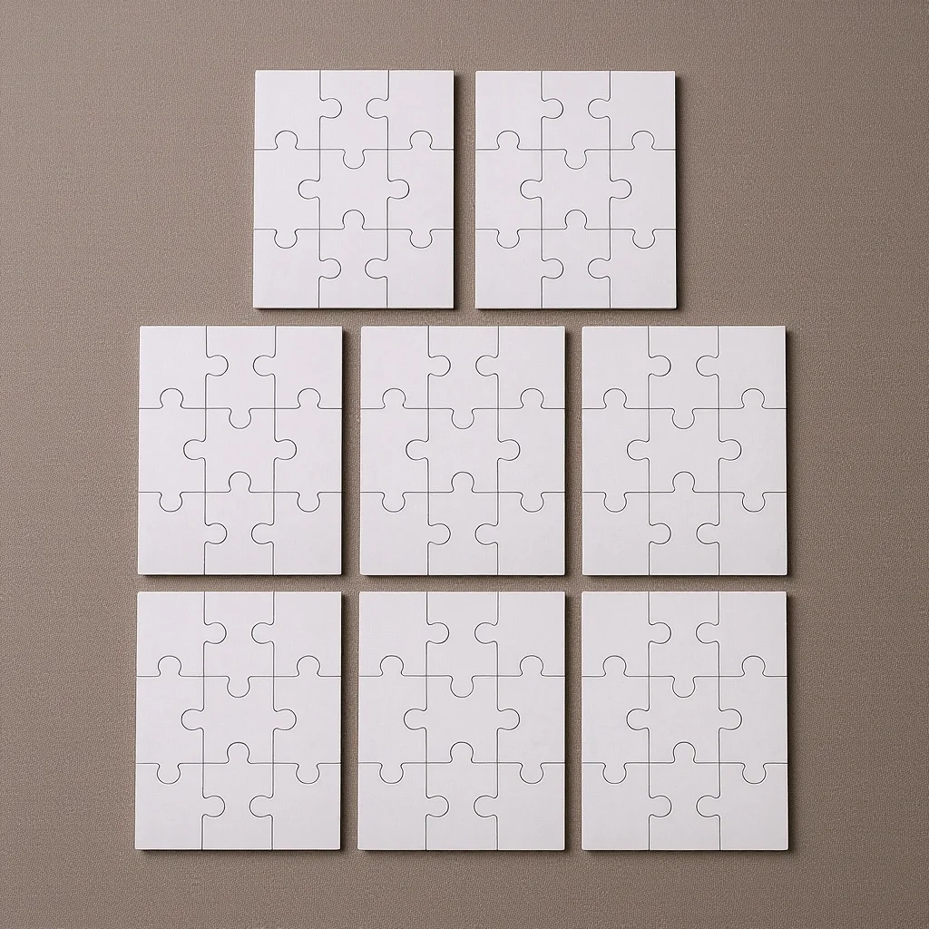 

8 Sheets Blank Jigsaw Puzzle Pieces Sublimation Heat Transfer DIY Wood Craft for Family Game Photo Personalized Decoration