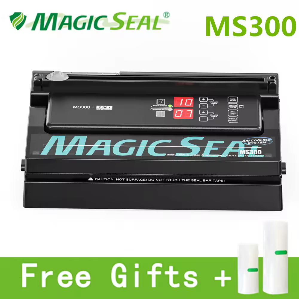מכונת איטום מזון מקצועית MAGIC SEAL Vacuum Sealer מכונת איטום ביתית קטנה אוטומטית מלאה MS300