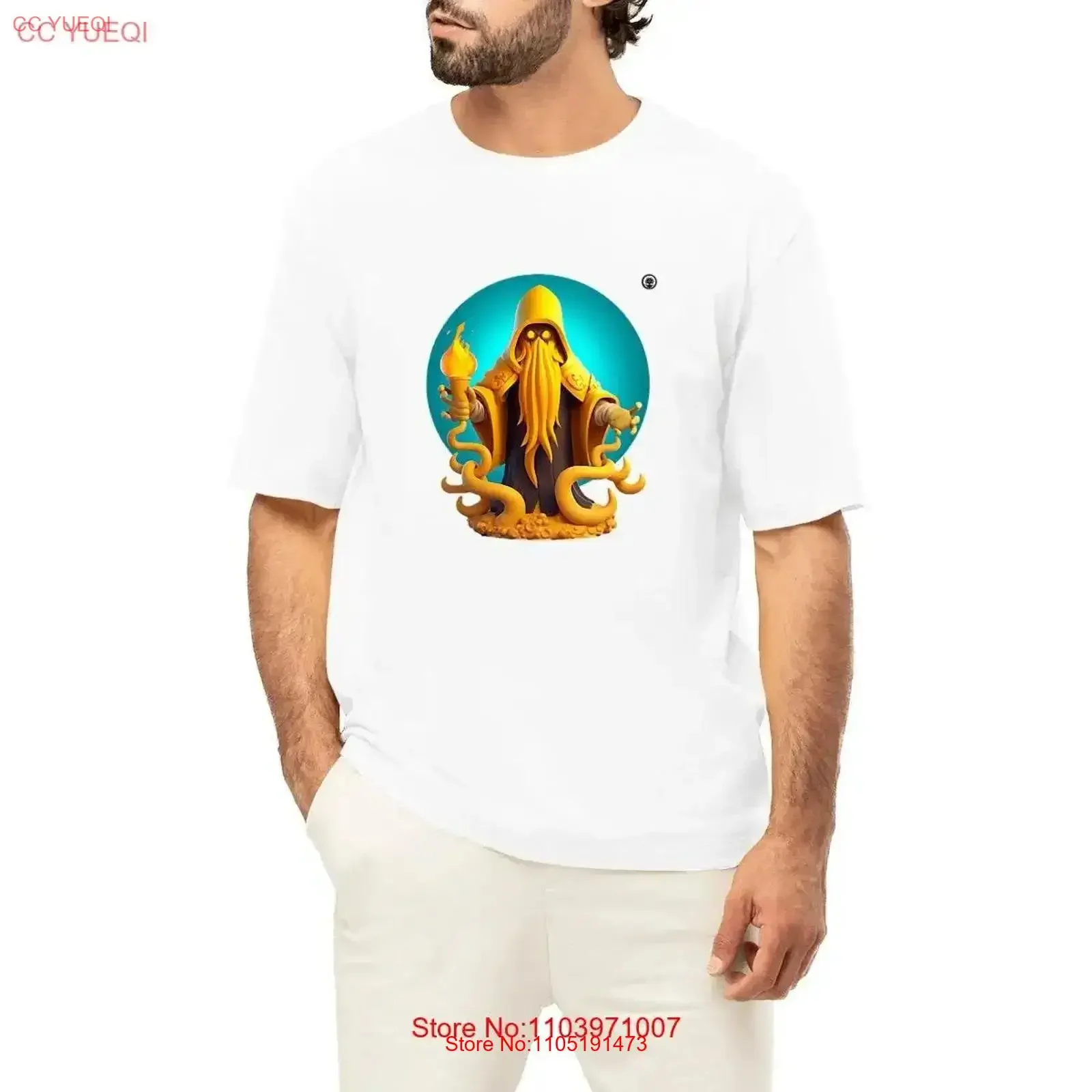 Compare color hastur figurine style oversized men's T Shirt apparel for Lovecraft Cthulhu Cosmic Horror vintage Washed